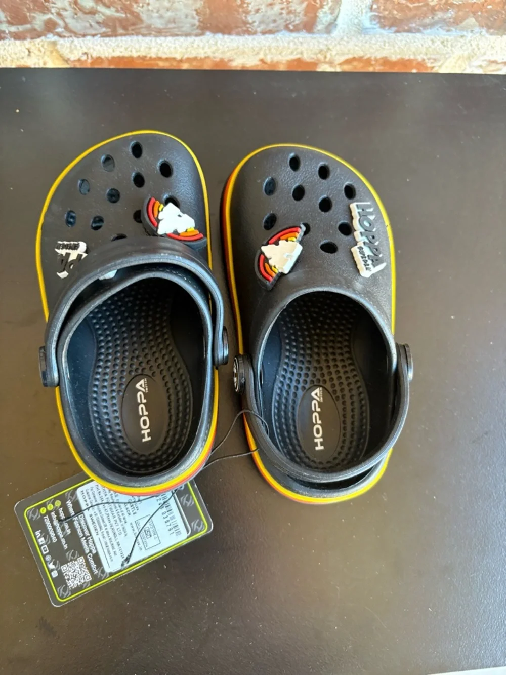 Hoppa Sweden Black Castle Rainbow Clogs Size UK 7 / US 8 NWT